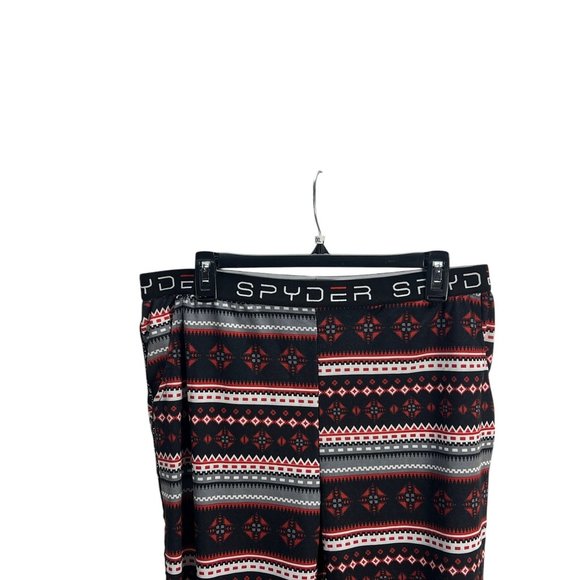 Spyder Mens Nordic Print Thermal Leggings XL Red Grey Elastic Waist Boho Tribal - Picture 8 of 12